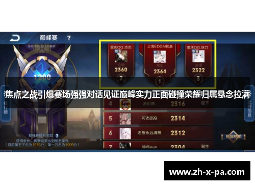 焦点之战引爆赛场强强对话见证巅峰实力正面碰撞荣耀归属悬念拉满 焦点之战引爆赛场强强对话见证巅峰实力正面碰撞荣耀归属悬念拉满